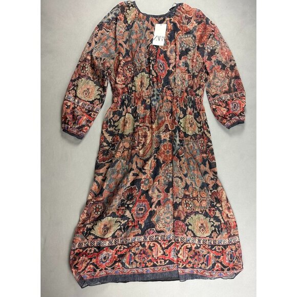 NWT ZARA MAXI PRINTED BOHEMIAN DRESS/ZARA CASUAL FORMAL DRESS FALL Size XXL - Picture 6 of 14